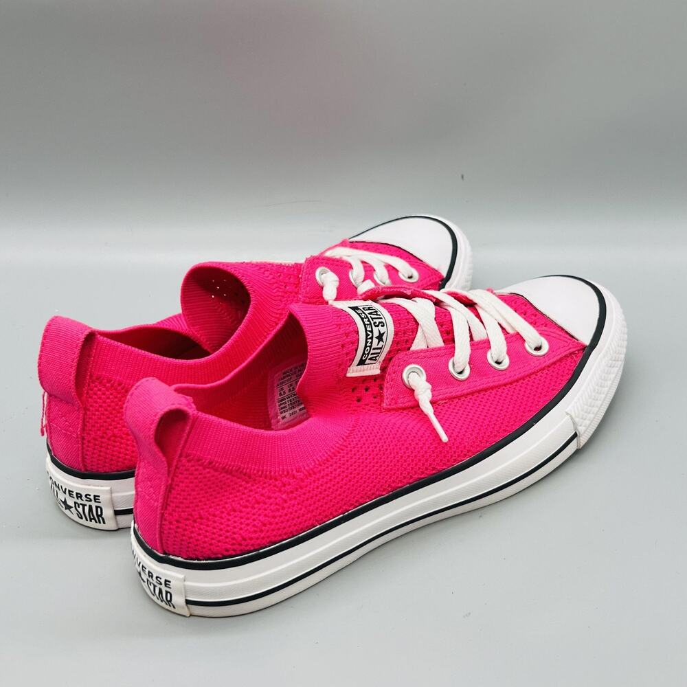 Converse Shoes Women 8.5 Pink Knit Chuck Taylor All Star Low Top Sneaker Walking - Picture 7 of 11